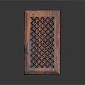 Wooden Decorative Ornament Set Featuring Carved Lattice Pattern And Reddish Brown Finish