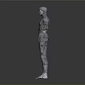 Detailed 3D Character Model Featuring Wireframe Texture In Standing Pose