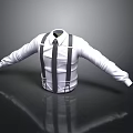 Elegant White Shirt With Black Suspenders And Classic Tie For Casual Daily Wear