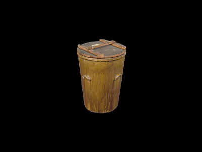 Wooden Decorative Trash Can with Lid Ideal for Home Kitchen and Bathroom Use 3d model