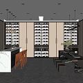 Modern Wine Cellar Interior With Wooden Racks Marble Counter Tables And Pendant Lights