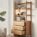 Wooden Chest of Drawers with Shelf Unit Monstera Plant Books and Decor in Minimalist Room