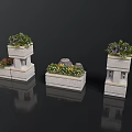 Outdoor Tiered Stone Planters For Garden With Colorful Flowers And Decorative Stones