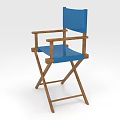 Blue Director's Chair Featuring Wooden Frame And Folding Design For Seating