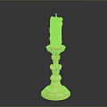 Vintage Brass Candlestick With Burned Candle And Intricate Decorative Base