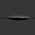 Cartoon Scene Of Transparent Triangular Mesh Hemisphere With Shiny Reflective Surface On White Background