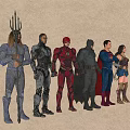 Game And Movie Superhero Characters In Iconic Costumes Standing Together In Line