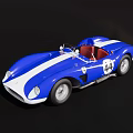 Classic Blue Convertible Race Car With Number 44 And White Accents
