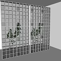 Modern Glass Room Divider With Grid Pattern And Decorative Geometric Designs 3d model