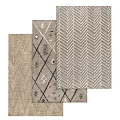 Square Rugs With Geometric Patterns And Textured Designs In Neutral Tones 3d model