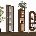 Stylish Decorative Cabinets With Glass Doors Rattan Details And Open Shelving In Living Room