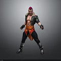 Pink Haired Character In Leather Jacket With Red Sash And Combat Stance