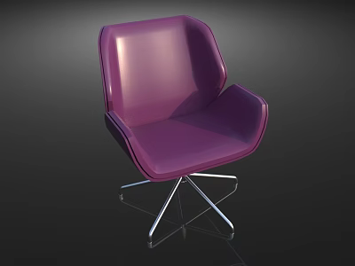 Contemporary Purple Upholstered Accent Chair With Stylish Metal Swivel Base For Living Room 3d model