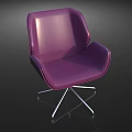 Contemporary Purple Upholstered Accent Chair With Stylish Metal Swivel Base For Living Room
