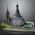 Ancient Russian Style Church Building With Stone Structure Spires Domes And Bell Tower