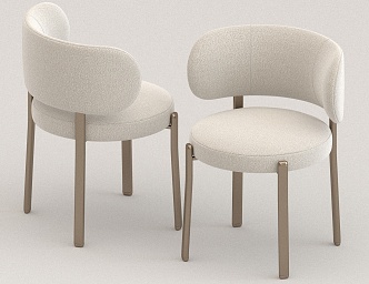 Cream Style Dining Chair Leisure Chair 3d model