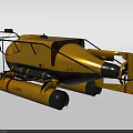 Yellow Underwater Exploration Vehicle With Thrusters Frame And Buoyancy Modules 3d model