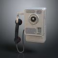 Vintage Rotary Dial Telephone With Silver Metal Body Classic Design Digital Communication Device