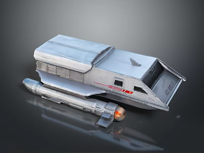 Detailed Silver Spacecraft Model With Rocket Thruster And Cabin Structure For Aerospace Exploration 3d model