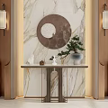 Modern Foyer With Marble Wall Sconces Console Table And Plant 3d model