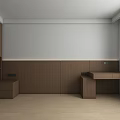 Modern Wooden Wardrobe Interior Design With Storage Desk And Cabinetry In Minimalist Room