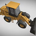 Yellow Heavy Duty Loader With Large Front Bucket And Black Tires Cab