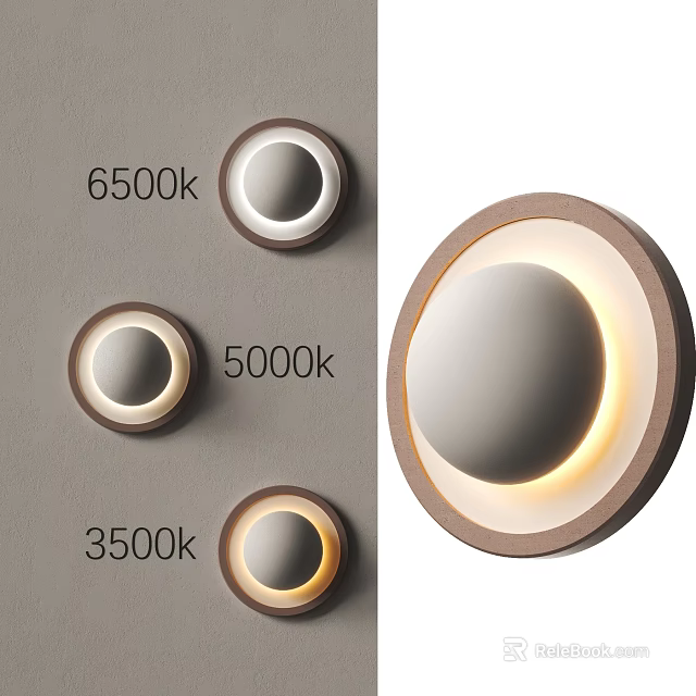 Modern Round Wall Lights With 3500k 5000k 6500k Color Temperature Options And Soft Illumination 3d model 