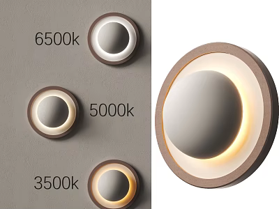 Modern Round Wall Lights With 3500k 5000k 6500k Color Temperature Options And Soft Illumination 3d model