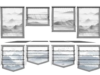 New Chinese Roman Curtain Landscape Painting Curtain 3d model