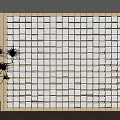 Decorative Background Wall Featuring White Square Tiles Backlit Design Wooden Surroundings And Green Plant