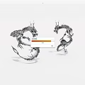 Two Dragons Black And White Sketch Artwork With Mythical Creature Design 3d model