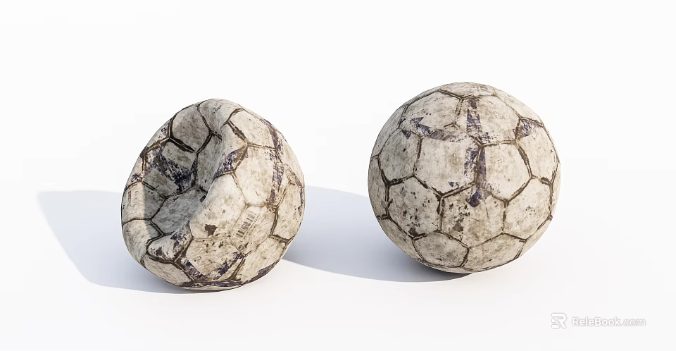 Vintage Worn And Intact Soccer Balls As Classic Sports Equipment 3d model 