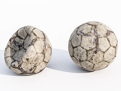 Vintage Worn And Intact Soccer Balls As Classic Sports Equipment 3d model