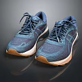 Blue And Beige Running Shoes With Breathable Mesh Upper Rubber Sole And Lace Up Design