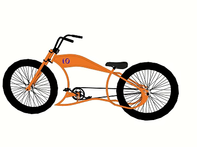 Orange Bicycle with Large Wheels Black Seat and Handlebar and Number 10 on Frame Design 3d model