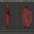 Hooded Mysterious Characters In Tattered Cloaks With Hanging Pouches And Bottles