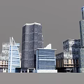 Urban Architectural Model Featuring Modern Skyscrapers Diverse Building Designs And Central Green Space