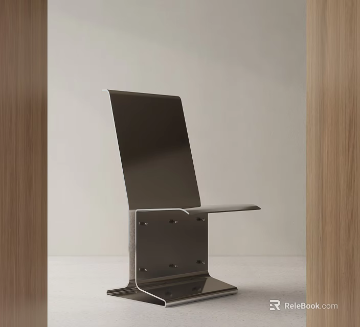 Modern Single Chair With Sleek Metal Frame And Smooth Surface Design 3d model 