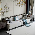 New Chinese Style Sofa Solid Wood Sofa Straight Row Sofa Three-Seat Sofa Luohan Bed 3d model
