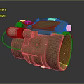 Green Military Weapon Featuring Red Accents White Component And Black Cable