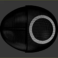 Black Mesh Bowl Shaped Weapon With White Curved Section And Net Structure Design