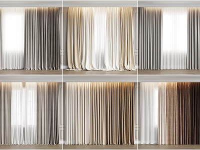 Various Colored Curtains With Different Textures And Elegant Designs For Indoor Windows 3d model