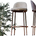 Various Stylish Bar Stools With Upholstered Seats And Metal Wooden Legs