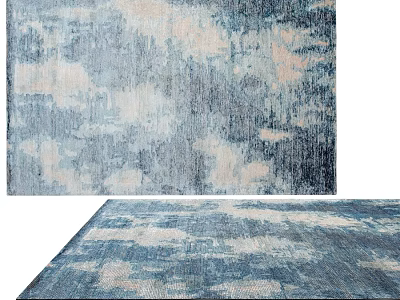 Square Rug With Modern Abstract Blue Gray Pattern And Soft Texture Design 3d model