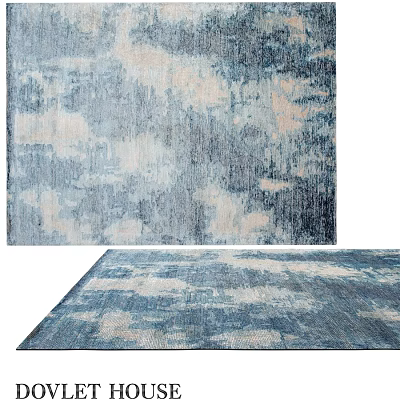 Square Rug With Modern Abstract Blue Gray Pattern And Soft Texture Design 3d model