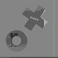 Contemporary X Shaped Mirror With KAWS Lettering And Round Decorative Mirror Piece