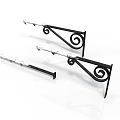 Black Metal Wall Lamp Combination With Curved Arms And Silver Decorative Parts