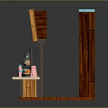 Small Retail Kiosk Equipment With Coffee Machine Teapot Shelves And Display Board