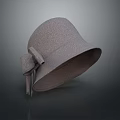 Fashionable Gray Hat With Bow Accent And Round Brim Textured Material