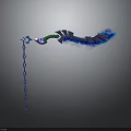 Sharp Sci Fi Weapon Design With Chain And Blue Green Glowing Blade
